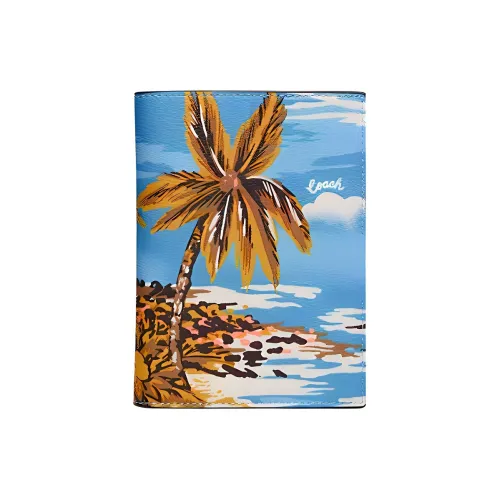 COACH Покрытый холст Документный кошелек Держатель для паспорта Мини Женский Многоцветный