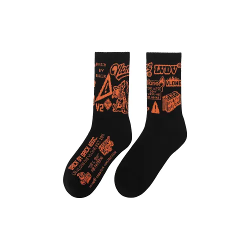 VLONE Черные Унисекс Высокие Носки до Колена