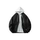 Комплект одежды (Черное пальто + Белый свитшот)