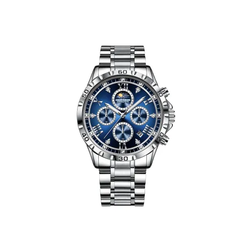 LOUIE JUELEN Кварцевый механизм ремешок из нержавеющей стали мужские часы синий циферблат