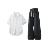 Белый топ + черные штаны