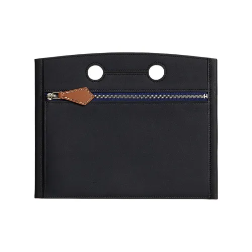 HERMES Backpocket Swift Телячья кожа Клатч Женские Черный Индиго Сапфировый Золотой