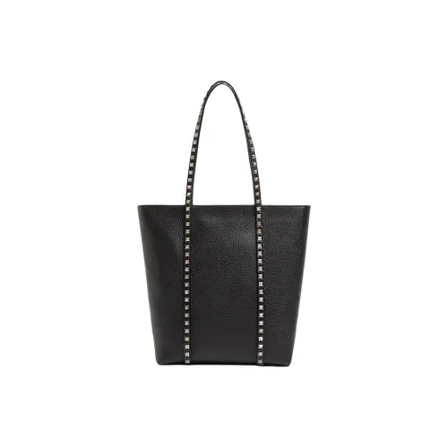Valentino Rockstud Телячья кожа с рельефом Тоут Сумка Сумка для покупок Сумка через плечо Унисекс Черная