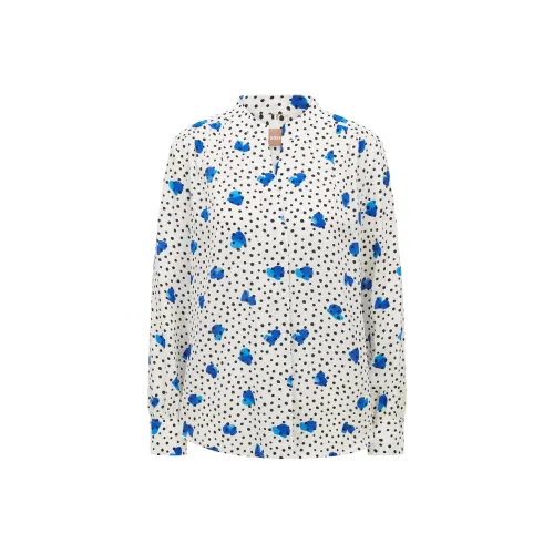 Hugo Boss Обычный крой Блузка В принтованном шелке Китайский креп Рубашка Женская Многоцветная