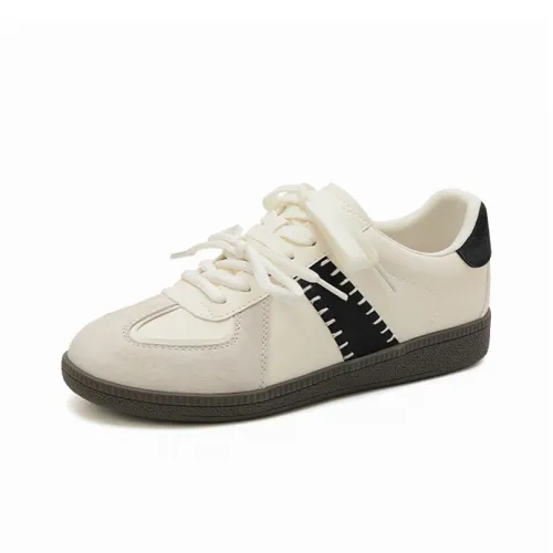 JOSINY Slip-resistant Abrasion-resistant Lightweight Low-Top Skateboarding Shoes Women's Beige Black JOSINY Противоскользящие Износостойкие Легкие Низкие Кроссовки для Скейтбординга Женские Бежево-Черные