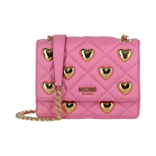 MOSCHINO Сумка через плечо из кожи среднего размера женская розовая