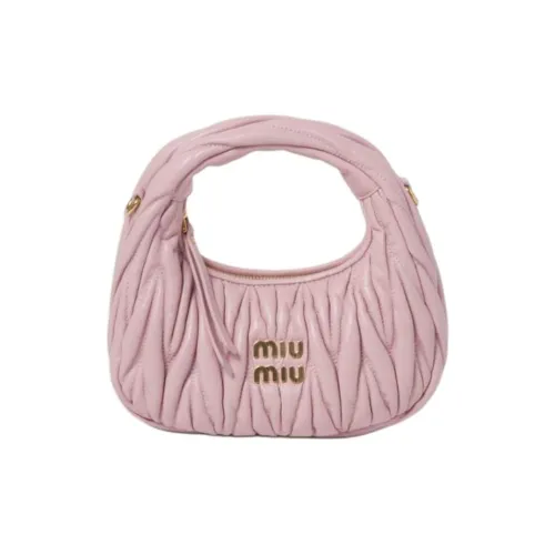MIU MIU Matelassé Мягкая овечья кожа сумка-хобо сумка через плечо мини женская снежно-розовая