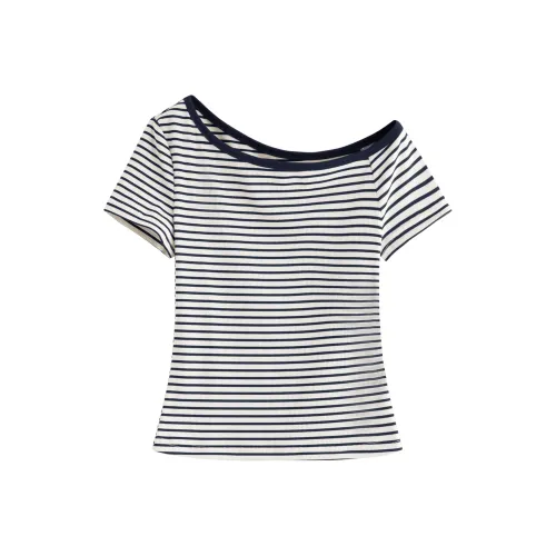 FANSILANEN Темно-синий Синий Полосы Женские Короткие Топы