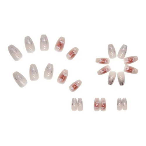 XUNQIANSE Ледяной Прозрачный Яркий Облако Балет Наклейка для Ногтей Искусственные Ногти MID Длина Прозрачный Размытый Сияние 24 Упаковка
