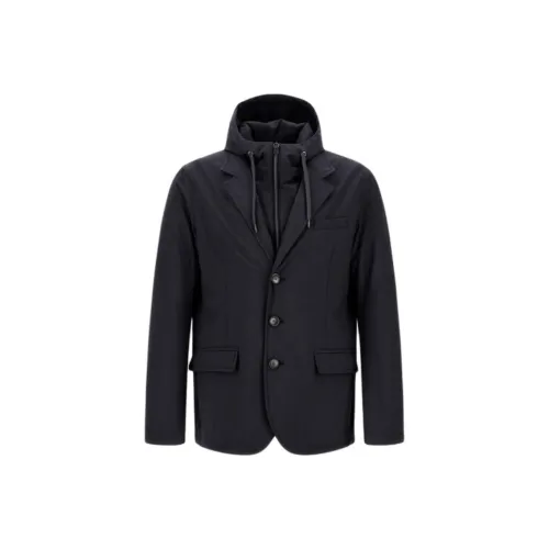 HERNO Хлопковый пуховик Мужской Синий Серый