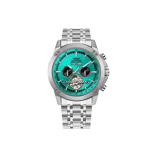 HAEMMER Автоматический Механический Механизм Нержавеющая Сталь Ремешок Часы Мужские Часы Синий Циферблат