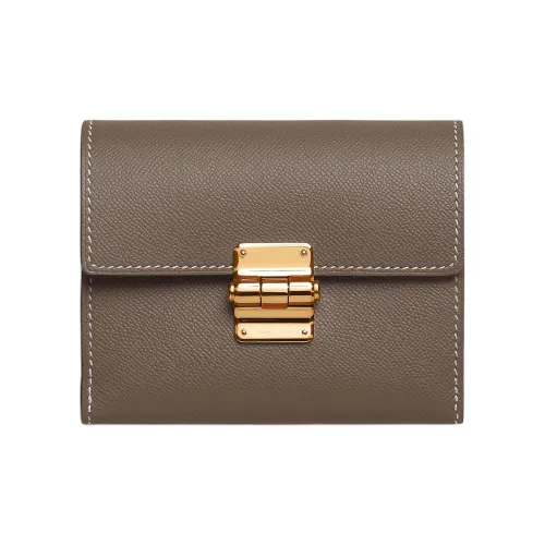 HERMES Charniere Madame Телячья кожа Мелочь Кошелек Кошелек Женские 18 этуп слоново-серый