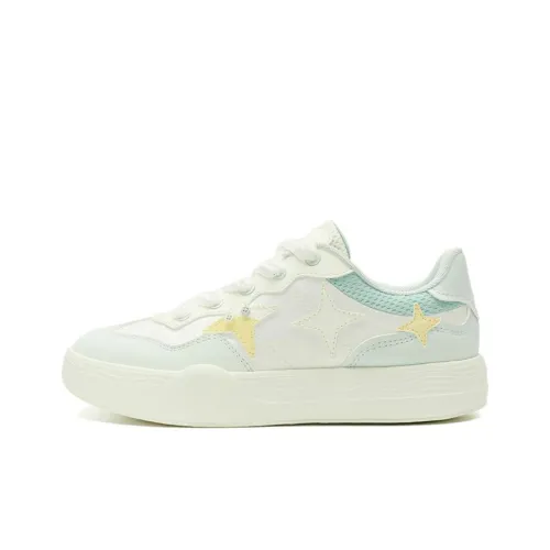 QIAODAN Stars Shoe Collection Скейтборд Кроссовки Низкие Зеленые Белые Женские