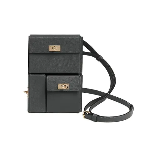 HERMES Kelly Эпсомская кожа Сумка через плечо Стандартная Женская H0 Misty Серый