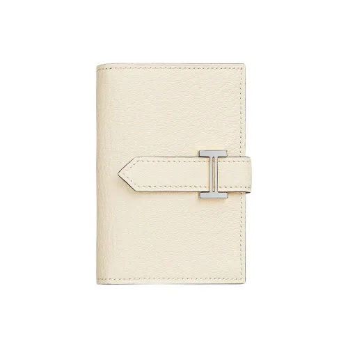 HERMES Bearn Mysore Шевро Кошелек Мини Женский I2 Nata Кремовый Белый