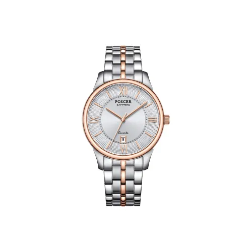 POSCER Кварцевый механизм ремешок из нержавеющей стали мужские часы серебристый циферблат