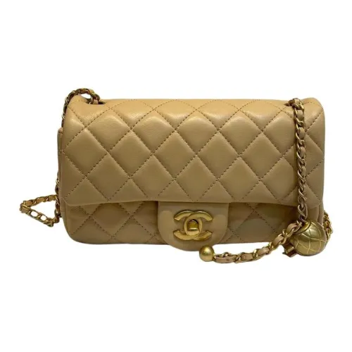 CHANEL Classic Flap CF Sheepskin Crossbody Bag Shoulder Bag Women's Yellow CHANEL Classic Flap CF Овчина Сумка через плечо Сумка на плечо Женская Желтая