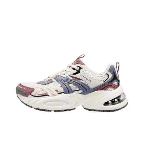 Skechers Уличный Низкий Топ Резиновые Кроссовки Женские Белые Розовые Синие