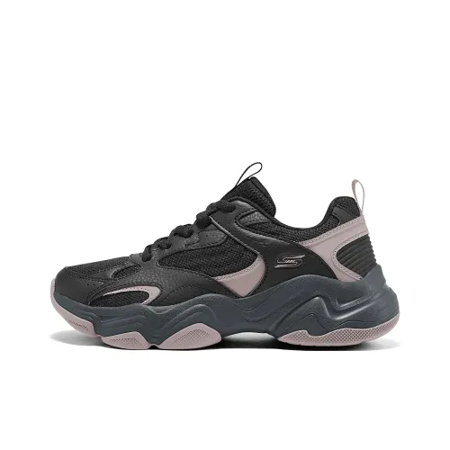 Skechers DLITES Дышащий Увеличивающий высоту Легкий Низкий Топ Кроссовки с Толстой Подошвой Женские Черные