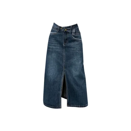 SHIJI DZ 380 1 Синий Женские Джинсовые Длинные Юбки