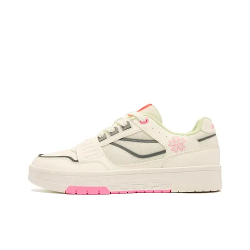 QIAODAN Dry Slip-Resistant Abrasion-Resistant Low Top Скейтборд Кроссовки Женские Айвори Ярко-Розовый