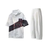 Рубашка с короткими рукавами Tie-Dye белого цвета + повседневные штаны цвета экрю