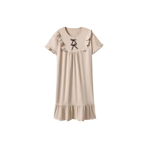 Montagut Летняя ночная сорочка женская молочно-чайного цвета