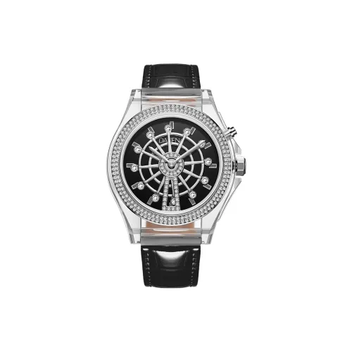 DAVENA Free Time Series Кварцевый механизм Естественная кожа Ремешок Часы Женские Черный циферблат