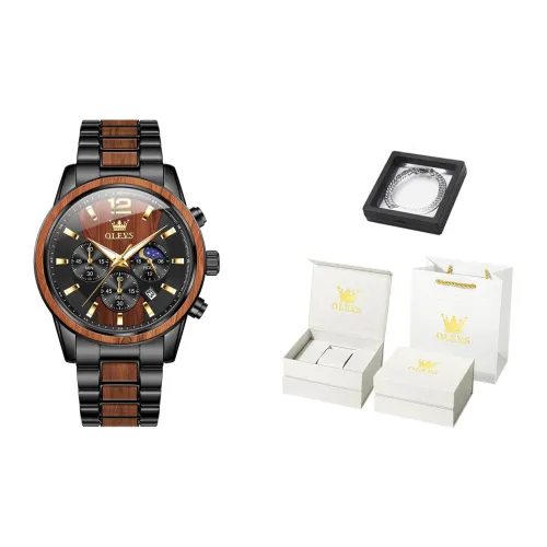 OLEVS Кварцевый механизм Часы Мужские Черный циферблат