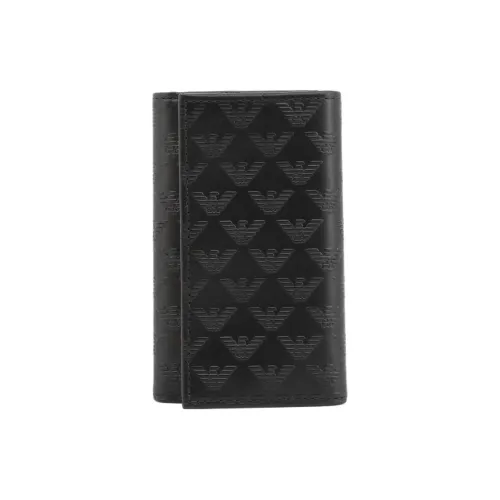 EMPORIO ARMANI Кожа Key Pouch Держатель для карт кошелек Унисекс Синий Черный