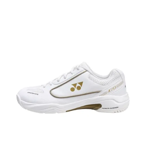 YONEX 470 Противоскользящая устойчивая к истиранию низкий топ обувь для бадминтона унисекс белый золото