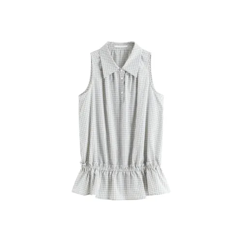 FANSILANEN Сине-белая клетка Женские Рубашки