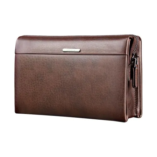 SEPTWOLVES Клатч из лощеной коровьей кожи стандартный мужской кофейный