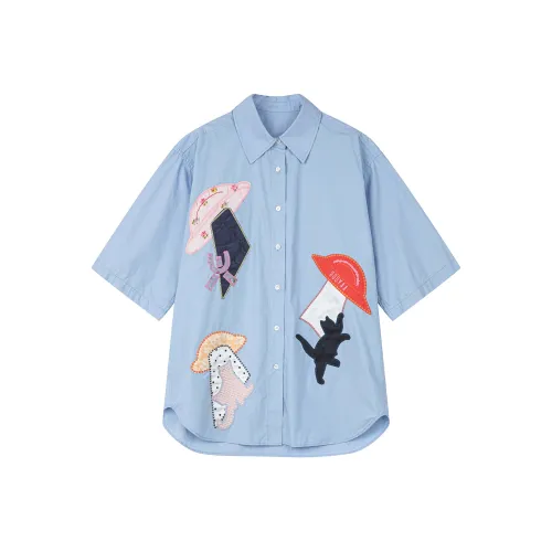 UOOYAA Синий Женские Рубашки
