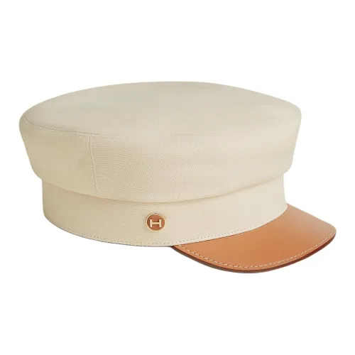 HERMES Овчина Холст Хлопок Металл Шелк Кепки Женские Бежевый