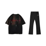 Комплект одежды (Черная футболка + Черные джинсовые штаны)