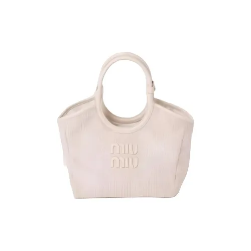 MIU MIU Ivy Velvet Tote Bag Shopping Bag Shoulder Bag Handbag Small Women's Mist White