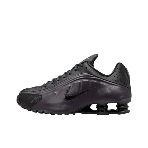 Nike Shox R4 Устойчивые к истиранию Низкие Беговые кроссовки Мужские Черные Фиолетовые