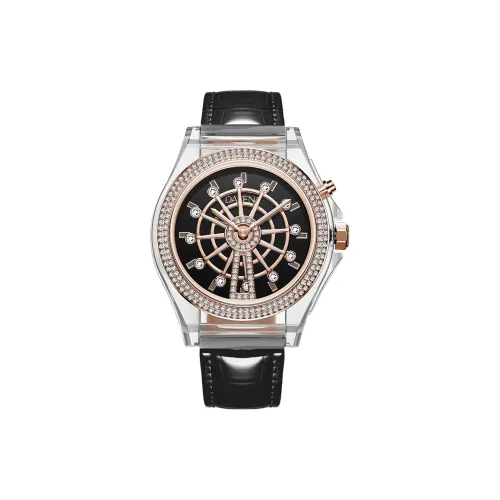 DAVENA Free Time Series Кварцевый механизм Естественная кожа Ремешок Часы Женские Черный циферблат