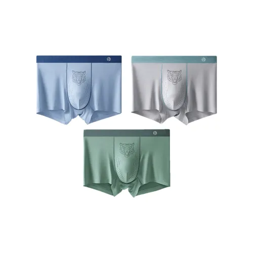 H YXIANG 3 пачки Небесно-синий + Призрачный серый + Лесной зеленый Мужские боксеры