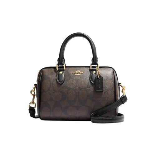 COACH Rowan ПВХ Сумка через плечо Сумка Мини Женская Коричневая Черная