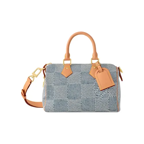 LOUIS VUITTON Speedy Denim с кожаными вставками Pillow Bag сумка через плечо сумка дорожная сумка унисекс синий