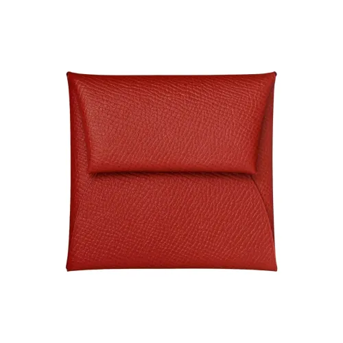 HERMES Bastia Epsom Телячья кожа Мелочь Кошелек Женские 5Q Руж Venitien
