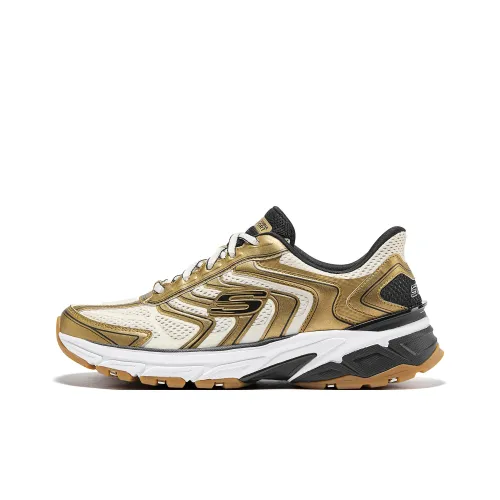 Skechers Silver Wing Shoes визуально увеличивает рост легкий низкий топ массивные кроссовки женские золото-черный