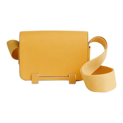 HERMES Geta Mysore Овчина Деревянные Сандалии Сумка Сумка на плечо Женская Мангово-желтая