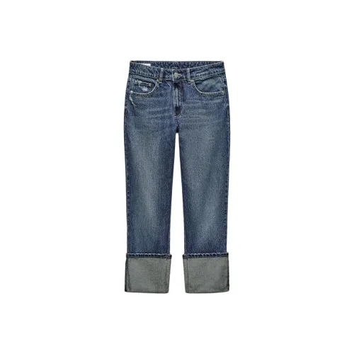 ZARA Trf Женские джинсы морского синего цвета