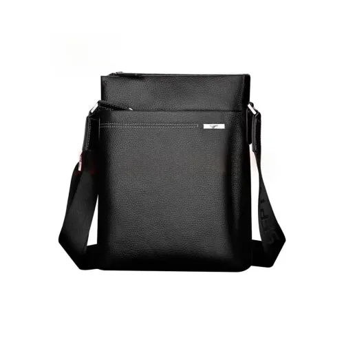 SEPTWOLVES Сумка через плечо из натуральной коровьей кожи обычная мужская черная