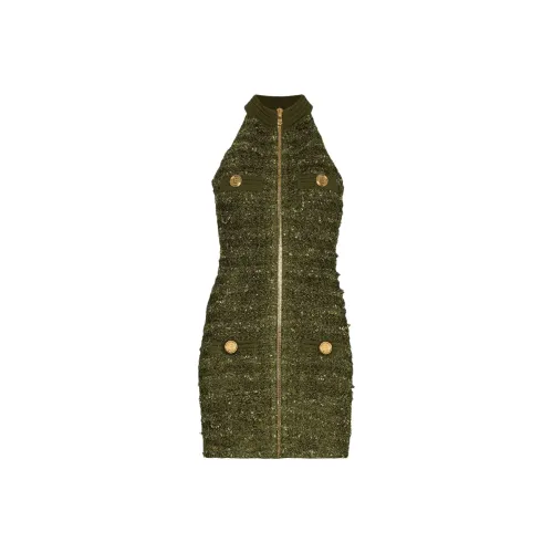 BALMAIN Без рукавов Платье Женское Армейский зеленый