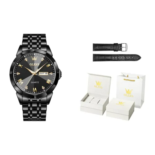 OLEVS Кварцевый механизм ремешок из нержавеющей стали мужские часы золотой циферблат