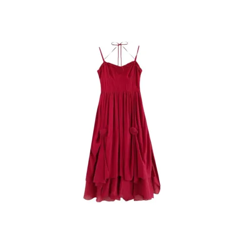 LAKESI Красный платье-камзол абрикосовая шаль женские слип-платья